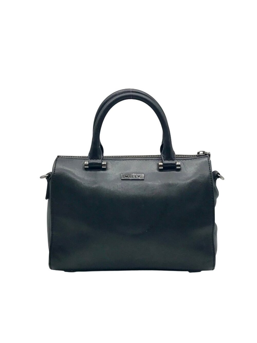 Milly Black Croc-Embossed Leather Satchel Bag